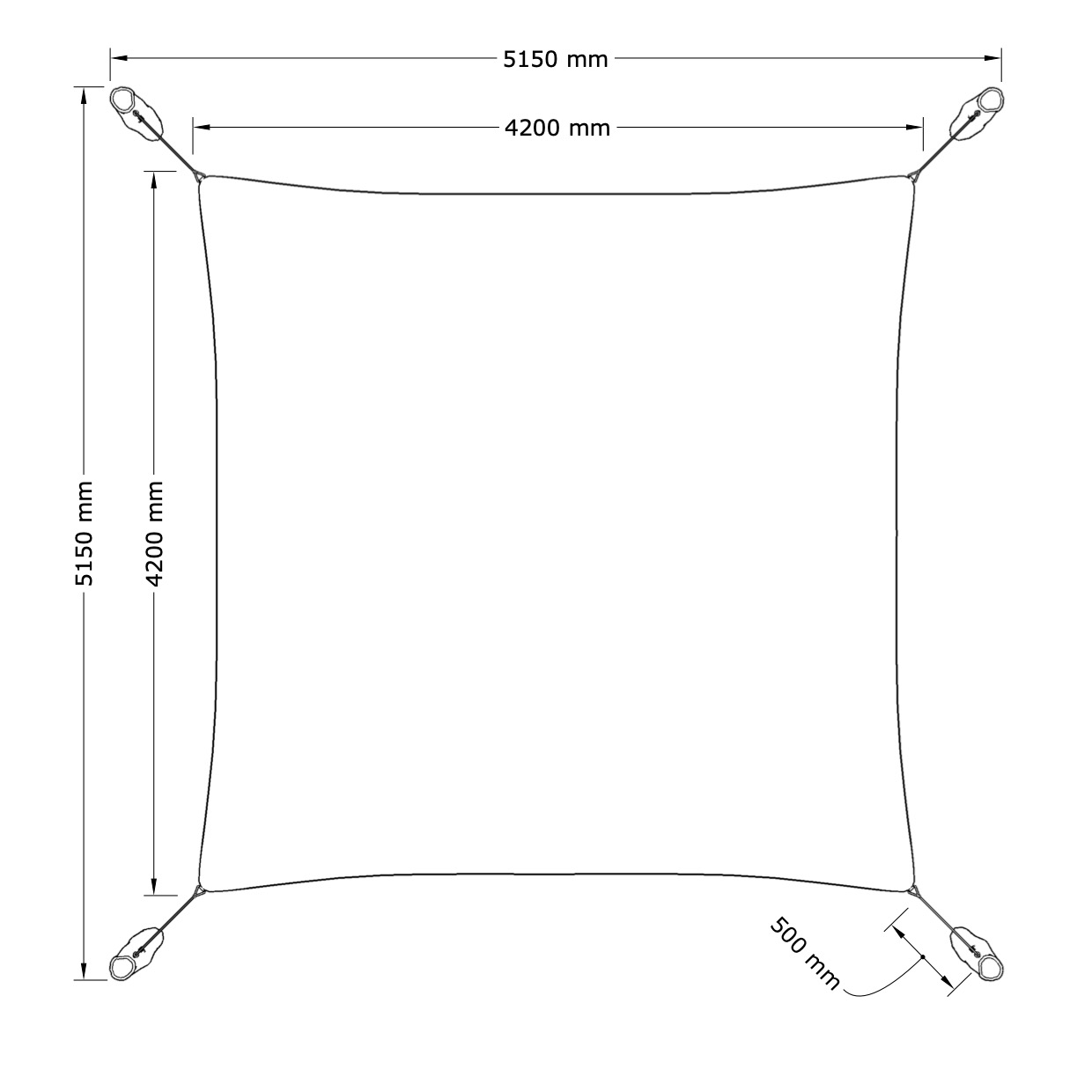 Solsegel - 4,2 x 4,2 m - 3