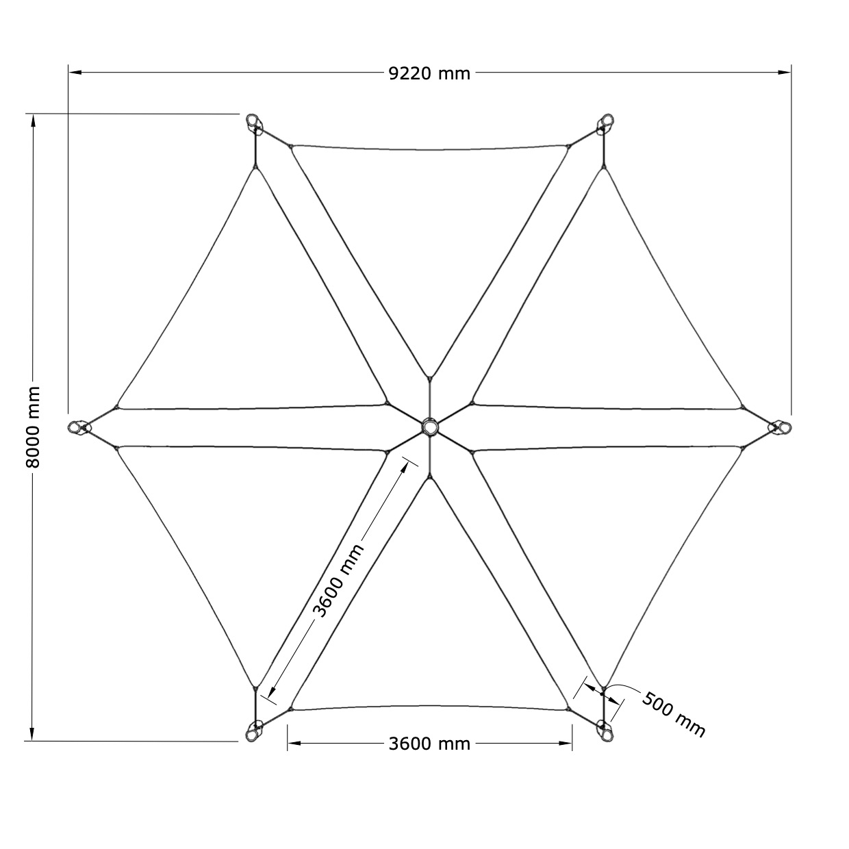 Solsegel - Sexkant - 2