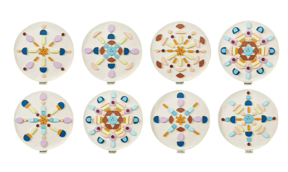 Mandala puslespilsbrikker lavet af træ