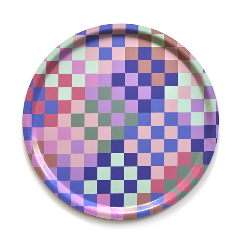 Multicolor CHECKER Bricka - 38 cm