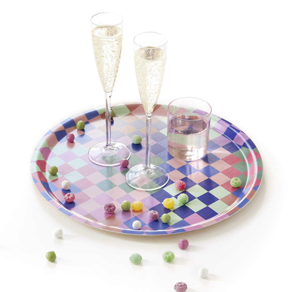 Multicolor CHECKER Bricka - 38 cm - 2