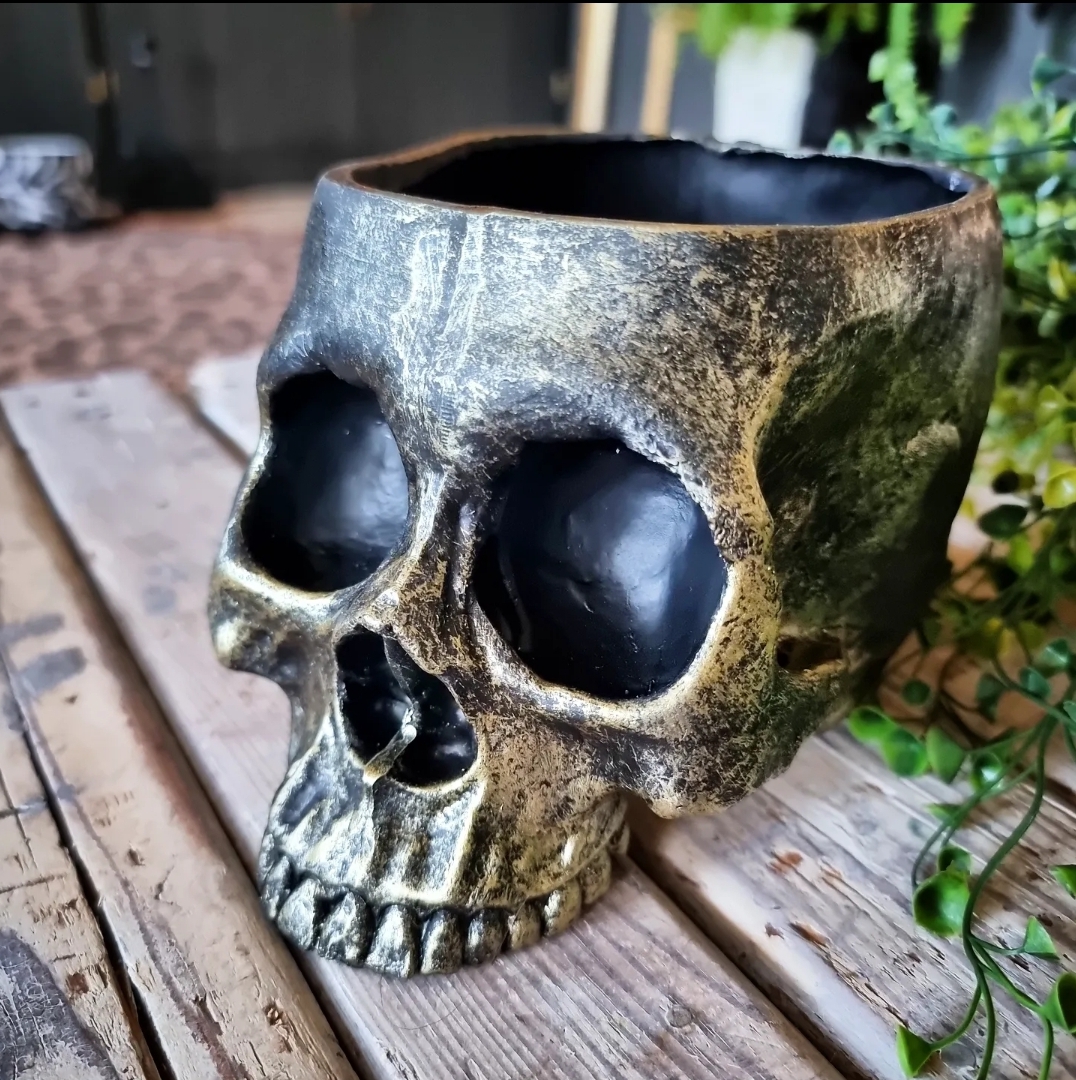 Dekoration / Kruka - Skull Gold Metallic - 4