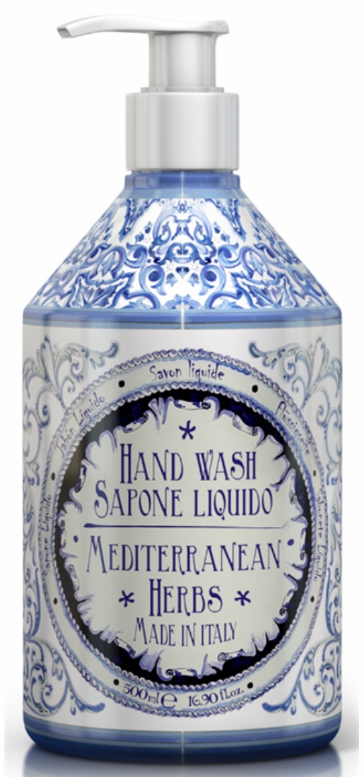 Saponi Handtvål Mediterranean Herbs 500 ml – Fräsch tvål med medelhavsörter, aloe vera & E-vitamin