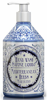 Saponi Handtvål Mediterranean Herbs 500 ml – Fräsch tvål med medelhavsörter, aloe vera & E-vitamin