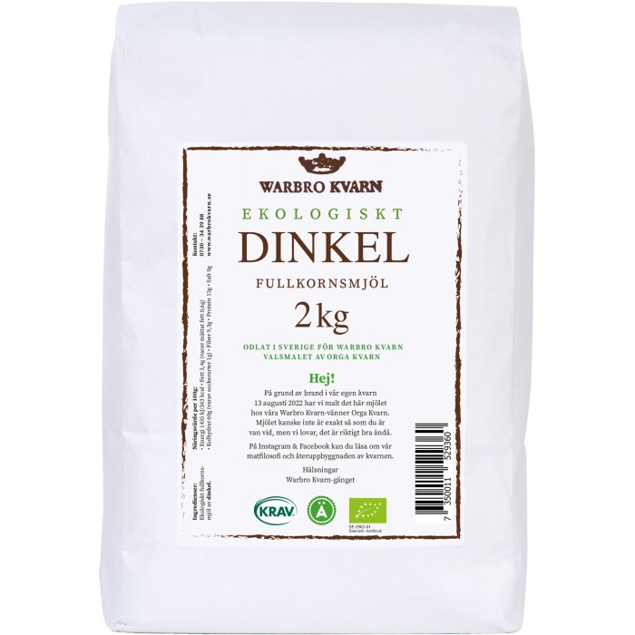 Dinkel fullkornsmjöl 2 kg KRAV