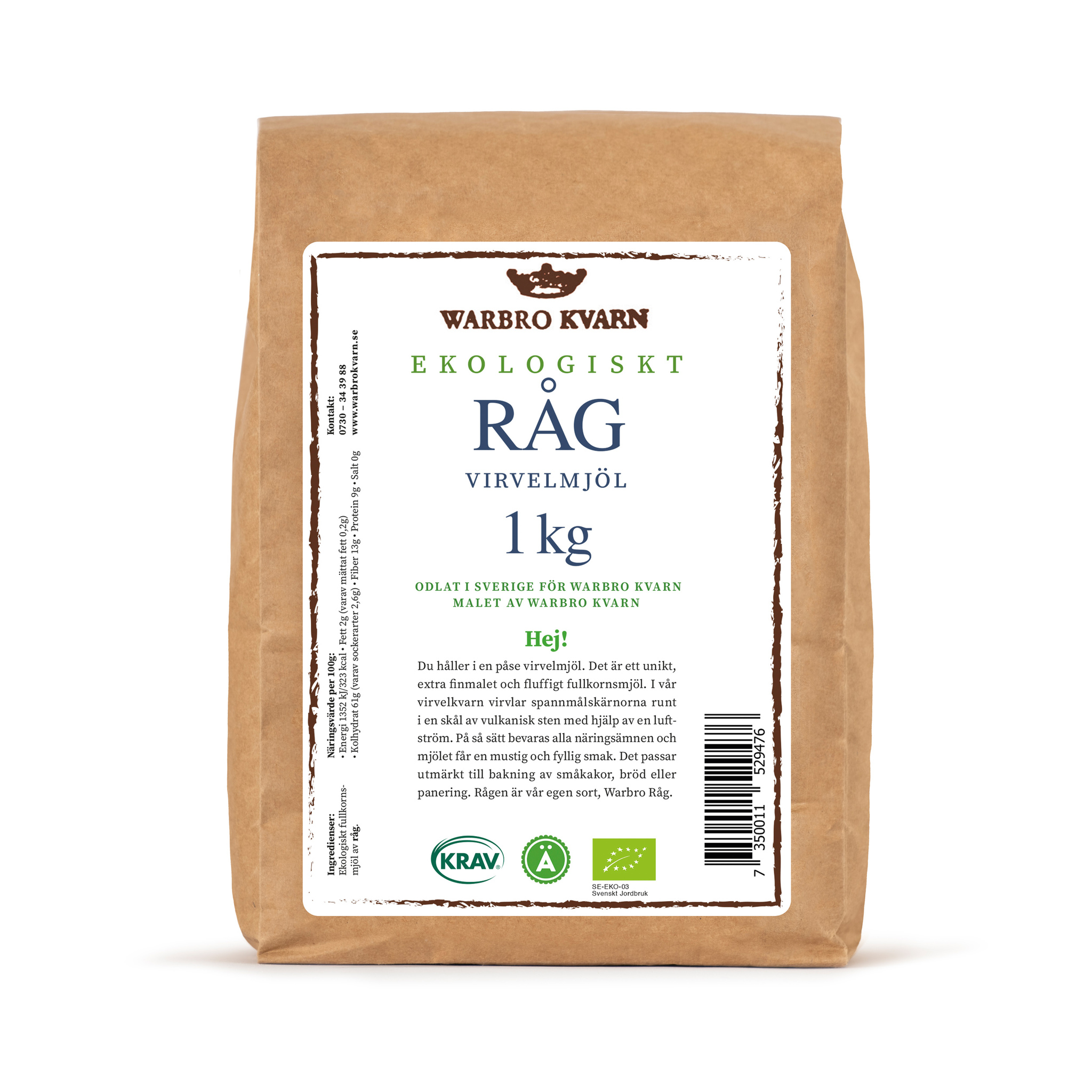 Råg virvelmjöl 1 kg KRAV