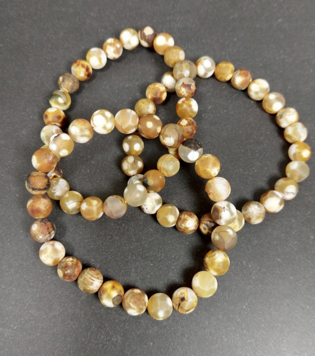 Brun Spräcklig Agat Armband, 8mm Pärlor 