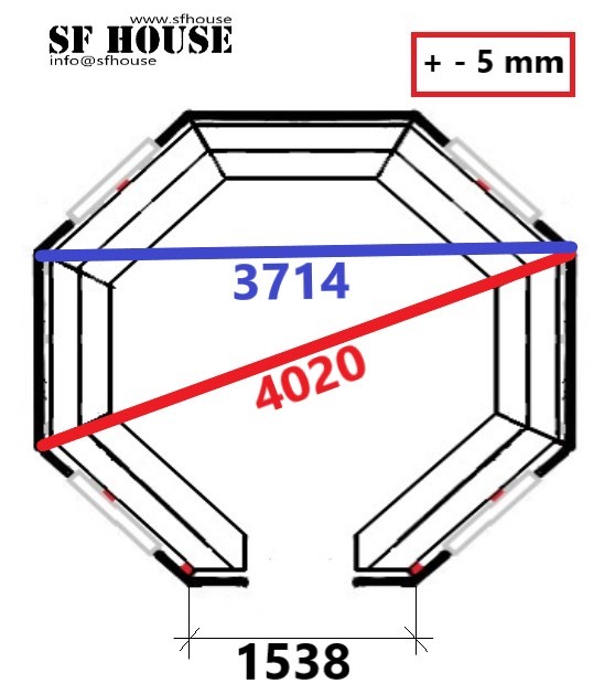 GRILLHUS L 11,9M² Halvsirkulære tømmer - 17