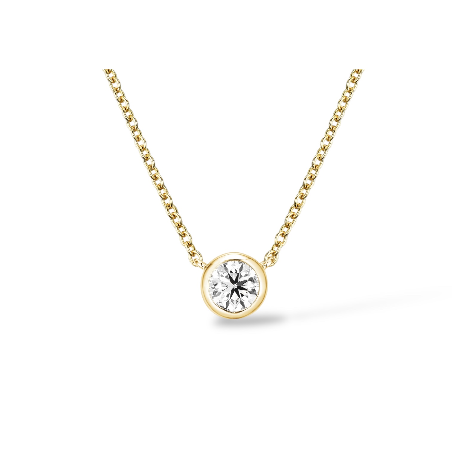 SOLITAIRE BRILLIANTCUT DIAMOND BEZEL NECKLACE