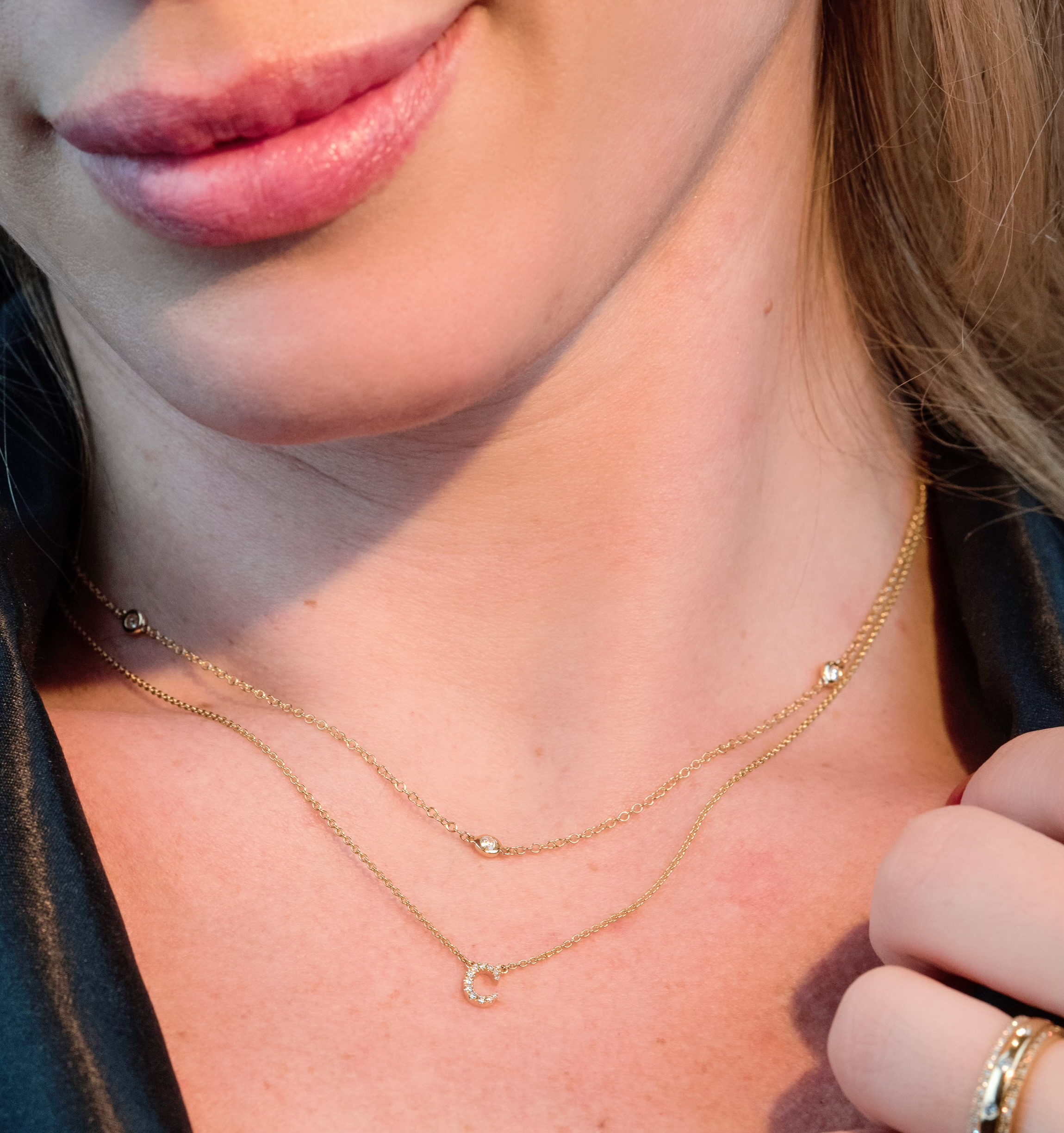 TRIPLE BRILLIANTCUT DIAMOND BEZEL NECKLACE - 2