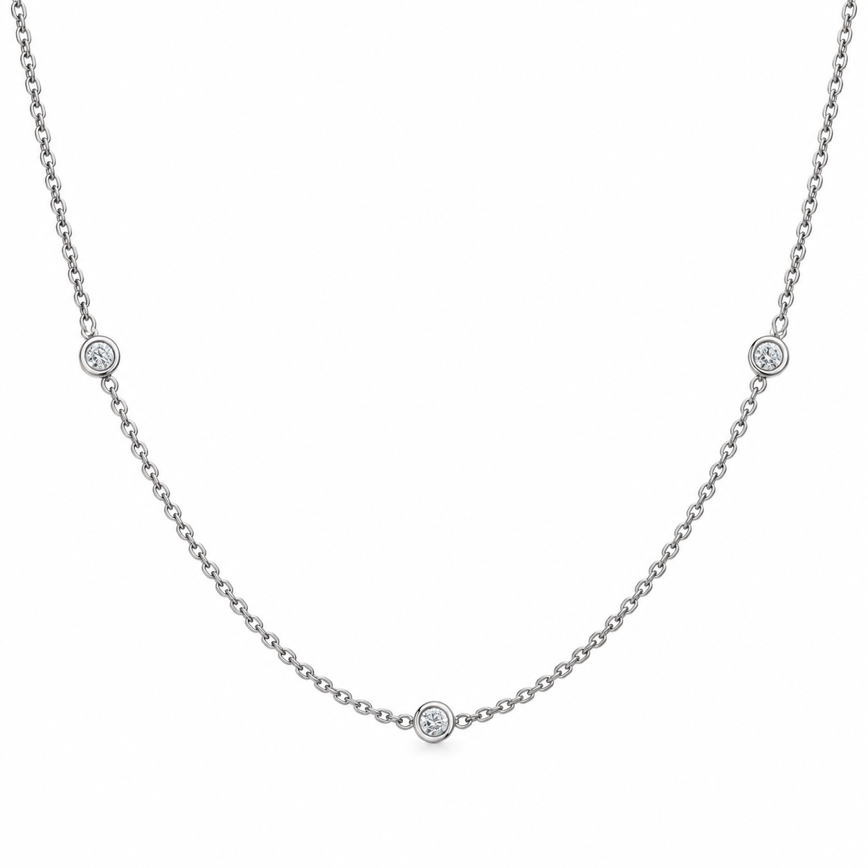 TRIPLE BRILLIANTCUT DIAMOND BEZEL NECKLACE - 2