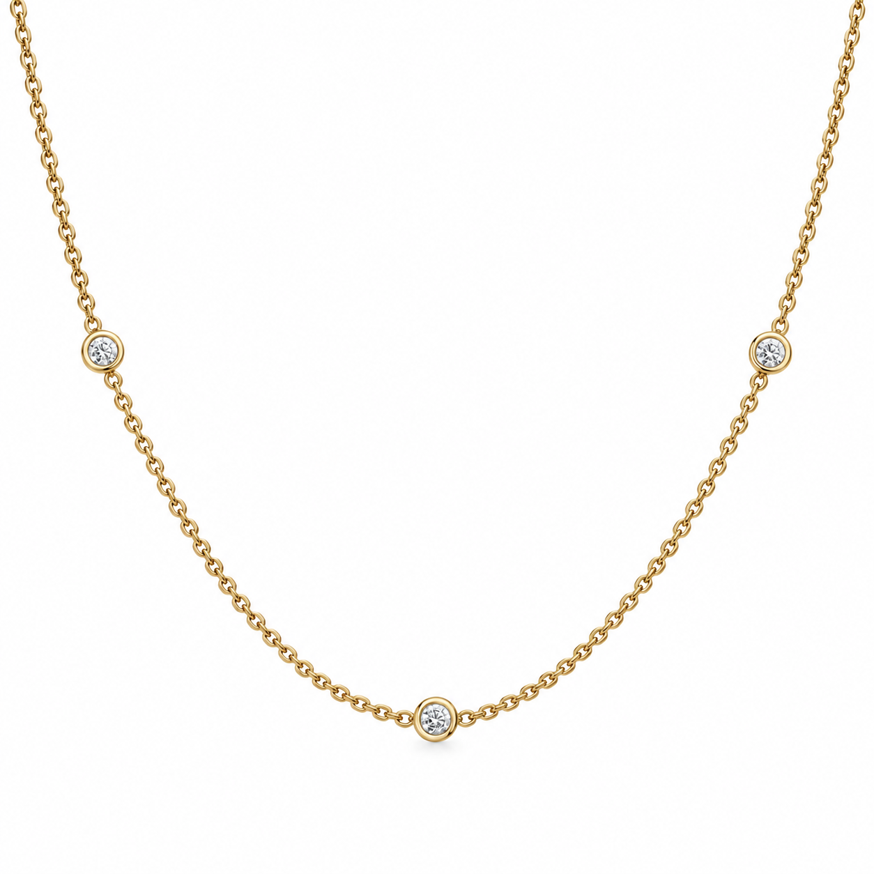 TRIPLE BRILLIANTCUT DIAMOND BEZEL NECKLACE