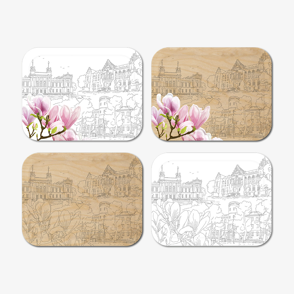 Magnolia tray 60x45cm - 4 different prints