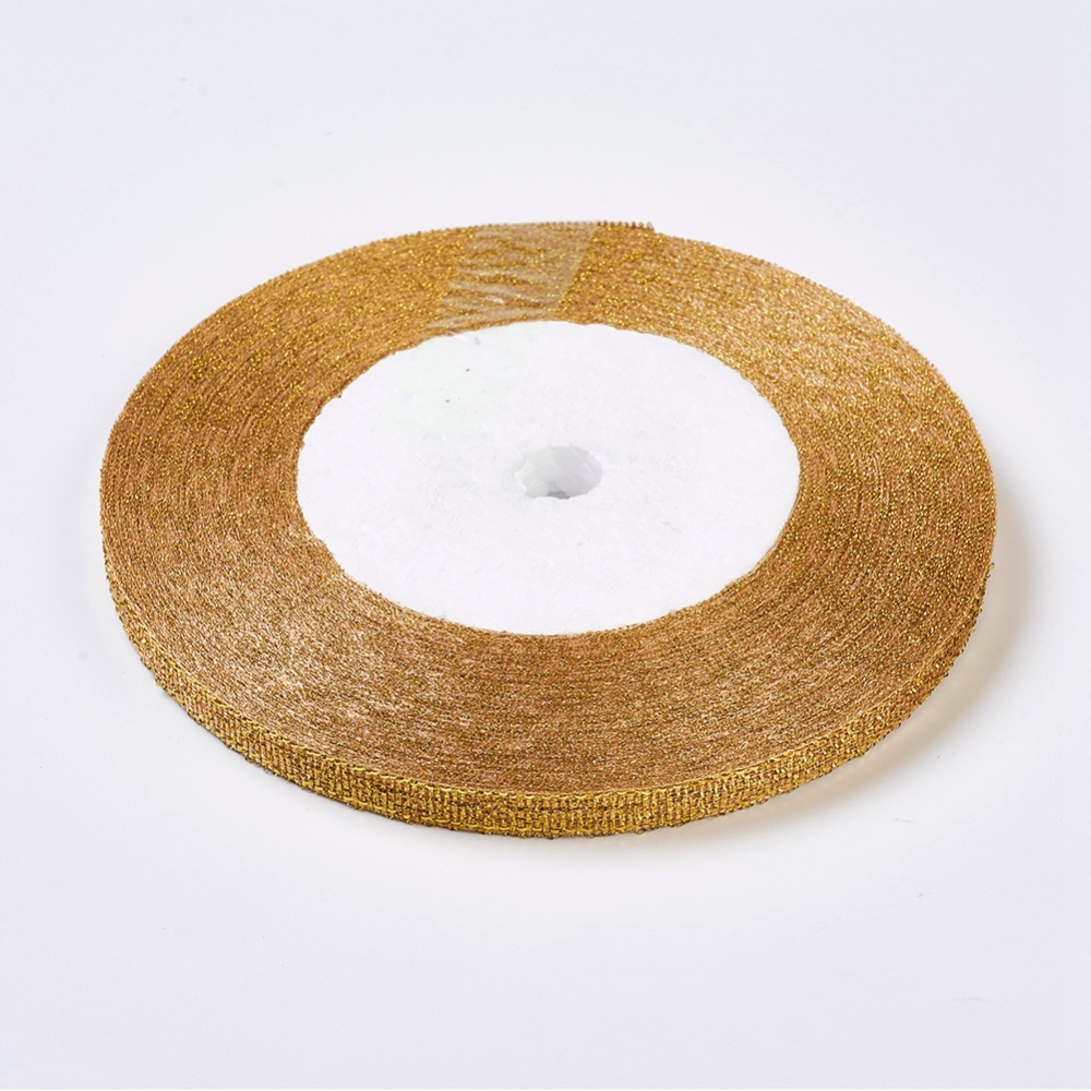 Organzaband 6mm guld hel rulle - 2