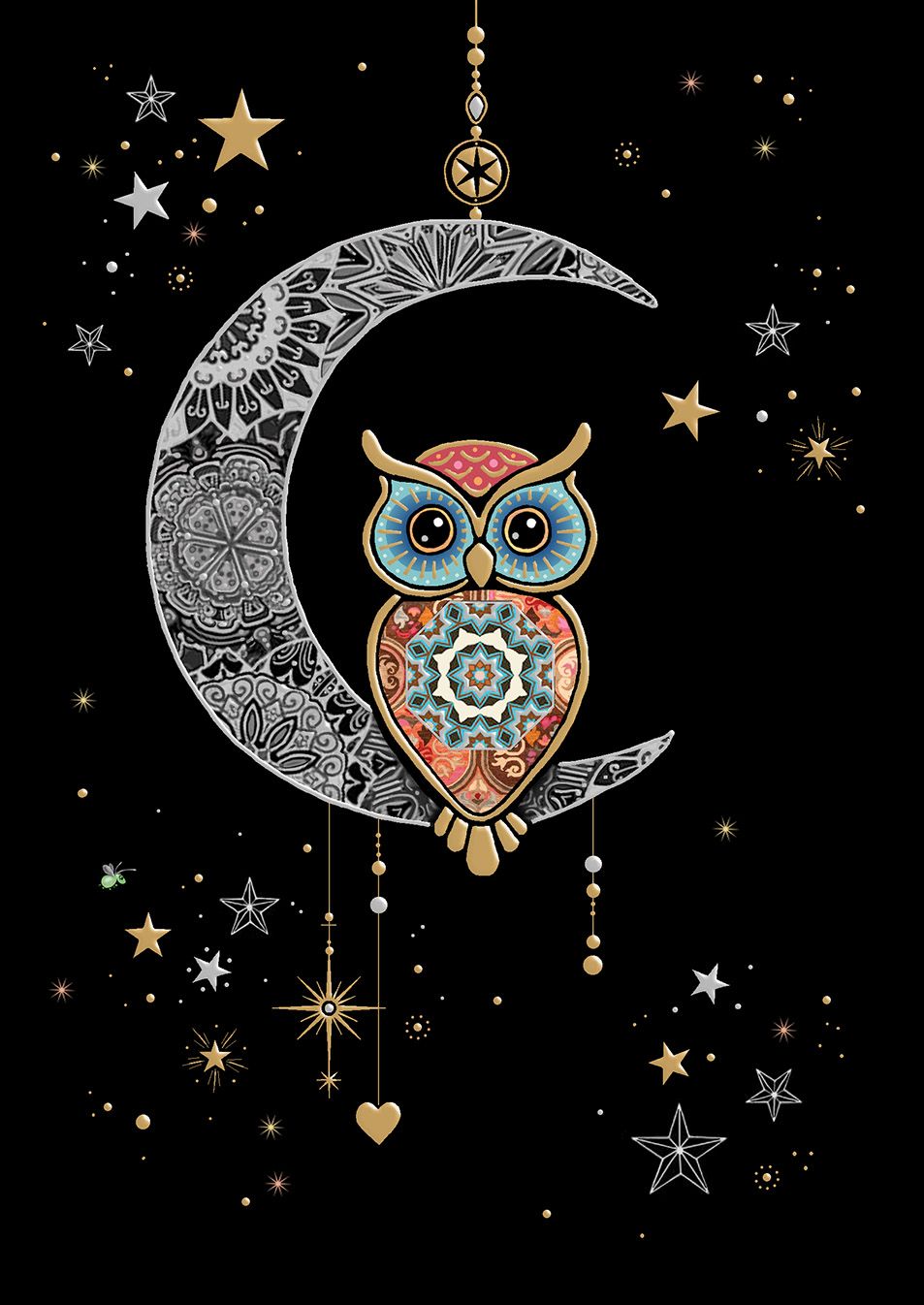 Moon Owl, Greeting Card