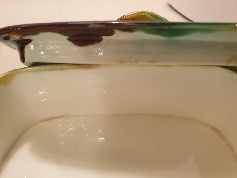 Herring box on plate with lid majolica 19th century - 4