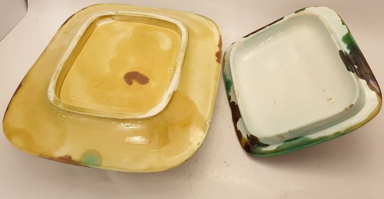 Herring box on plate with lid majolica 19th century - 3