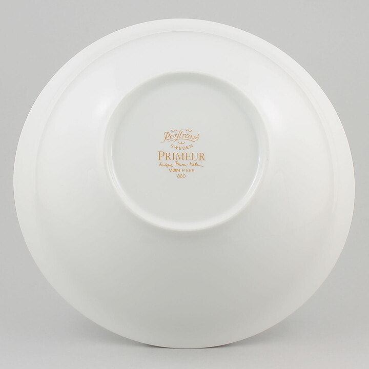 シグネ・ペーソン・メリン  Primeurシリーズ   白いクラシックなボウル  水色の縁  24cm  1978年 (2)