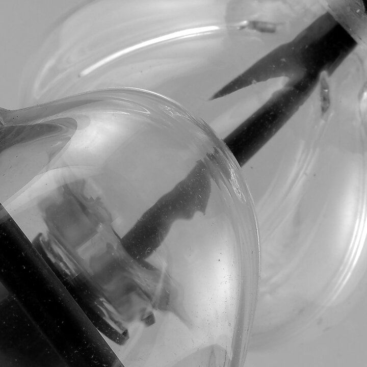 Erik Höglund (1960s) Two Metal Candleholders with Clear Glass Sections 13 cm SH239B