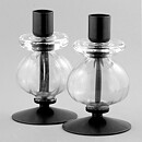 Erik Höglund (1960s) Two Metal Candleholders with Clear Glass Sections 13 cm SH239B