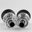 Erik Höglund (1960s) Two Metal Candleholders with Clear Glass Sections 13 cm SH239B