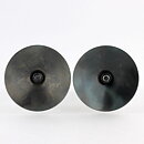 Erik Höglund (1960s) Two Metal Candleholders with Clear Glass Sections 13 cm SH239B