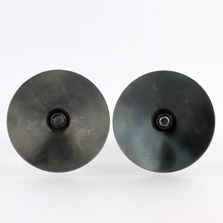 Erik Höglund (1960s) Two Metal Candleholders with Clear Glass Sections 13 cm SH239B