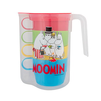 Mumin Picknick-set - Kanna + 4 st Muggar (Röd, grön, gul & blå)