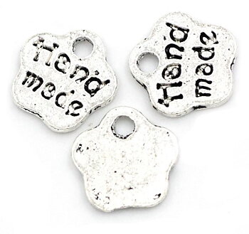 Charm -handmade Silver flower