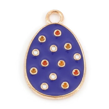 Charm Enameld  easter egg, Blue w dots