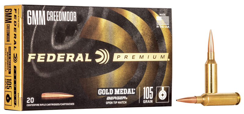 Federal Gold Medal Ammo 6mm Creedmoor Berger Hybrid 105gr 20/Box 