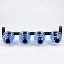 Erik Höglund (1960s) Metal Candleholder with Four Blue Glass Sections 34 cm SH338