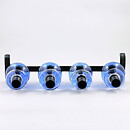 Erik Höglund (1960s) Metal Candleholder with Four Blue Glass Sections 34 cm SH338