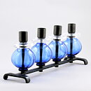 Erik Höglund (1960s) Metal Candleholder with Four Blue Glass Sections 34 cm SH338