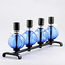 Erik Höglund (1960s) Metal Candleholder with Four Blue Glass Sections 34 cm SH338