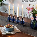 Erik Höglund (1960s) Metal Candleholder with Four Blue Glass Sections 34 cm SH338