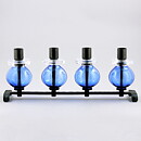 Erik Höglund (1960s) Metal Candleholder with Four Blue Glass Sections 34 cm SH338