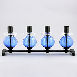 Erik Höglund (1960s) Metal Candleholder with Four Blue Glass Sections 34 cm SH338