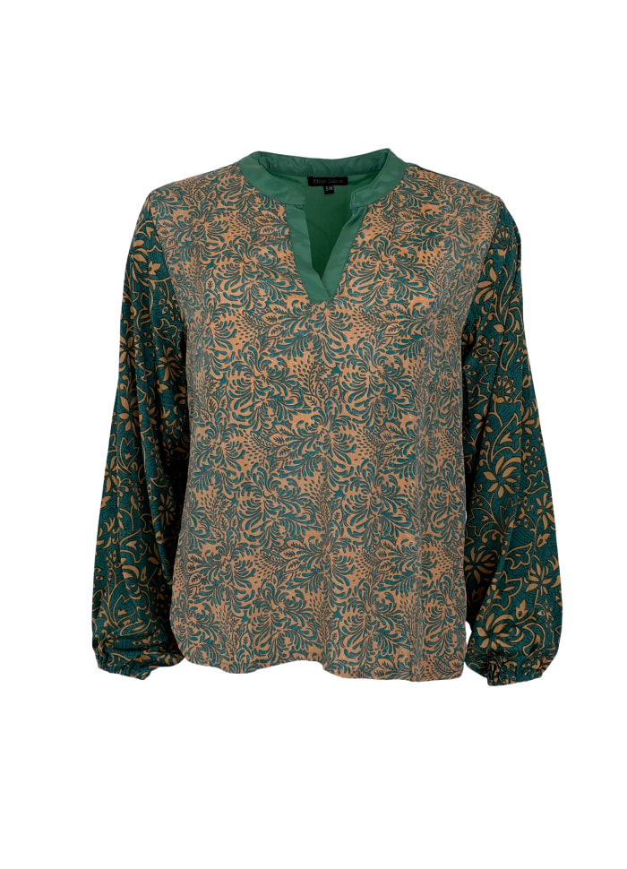 Black Colour - Luna Kaftan Blouse Green Jasmine - 6