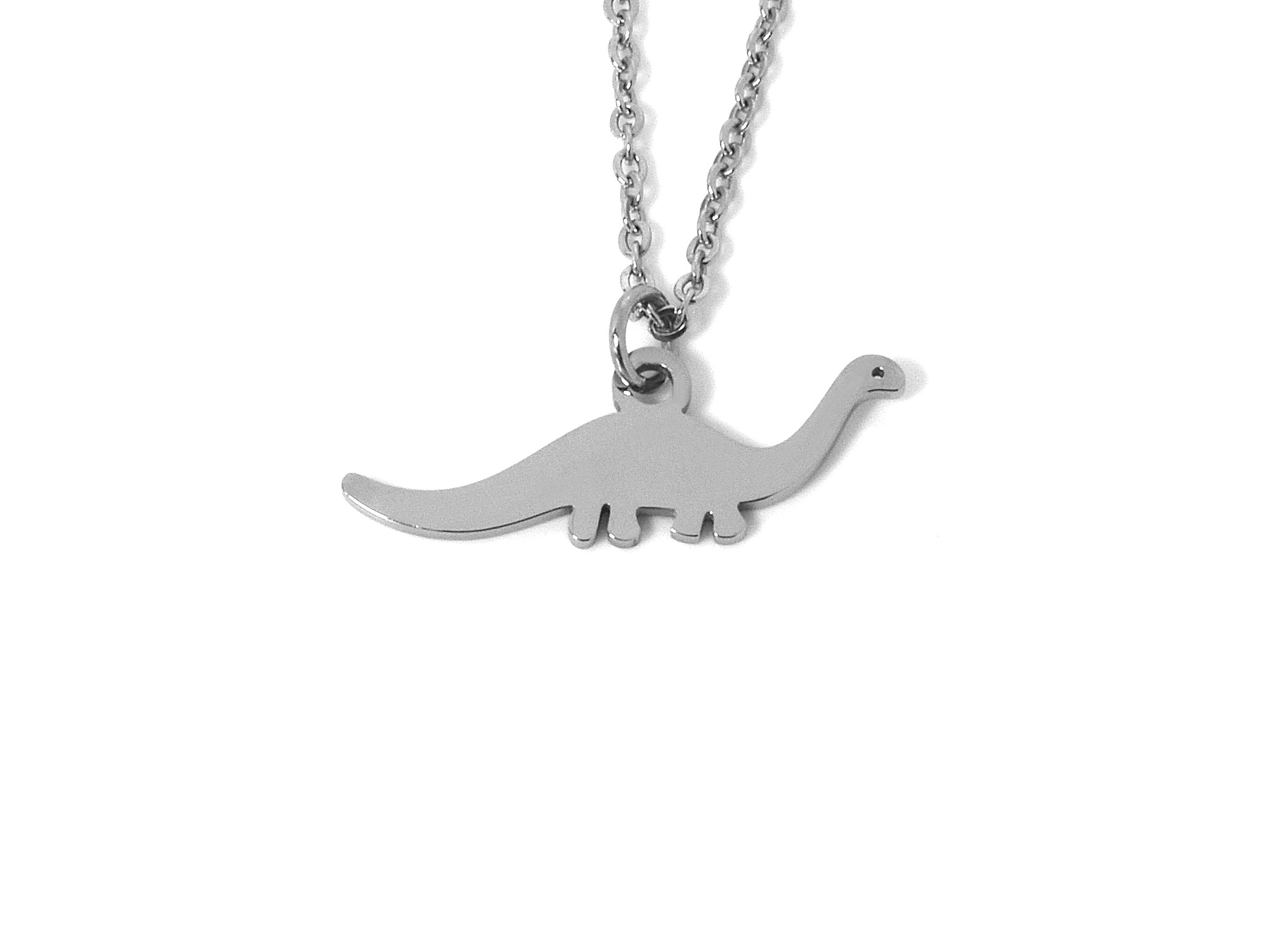 Brontosaurus Halsband i Rostfritt Stål, Långhals Hänge, Dino Accessoar, Dinosaurie Smycke - 2