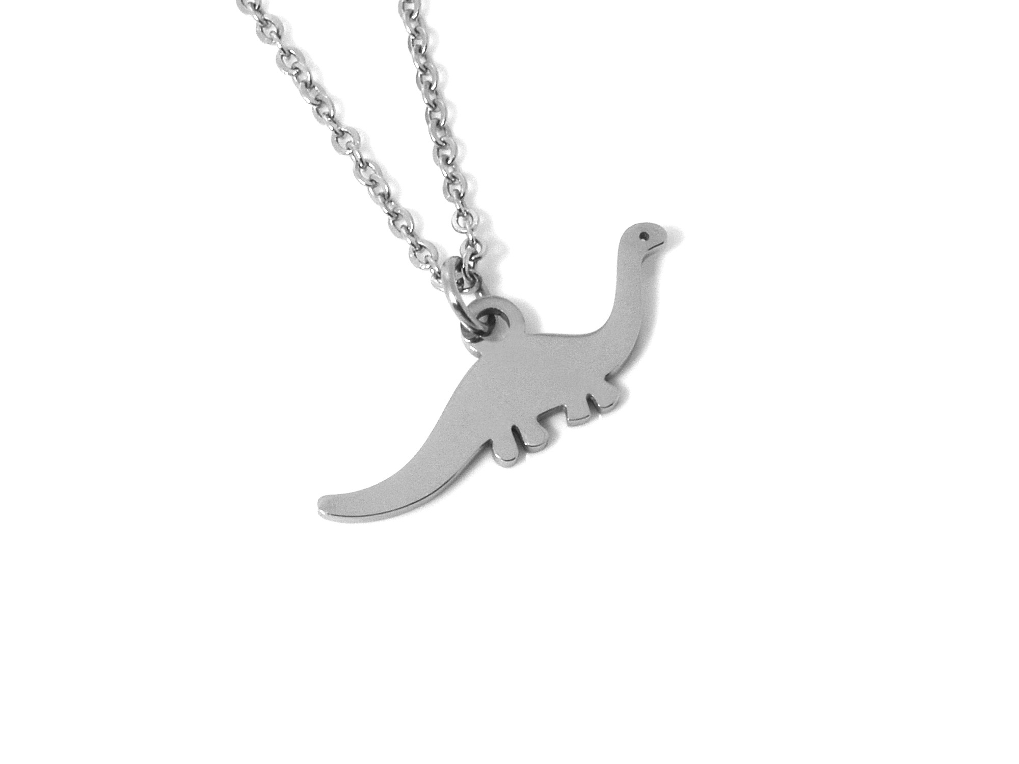 Brontosaurus Halsband i Rostfritt Stål, Långhals Hänge, Dino Accessoar, Dinosaurie Smycke
