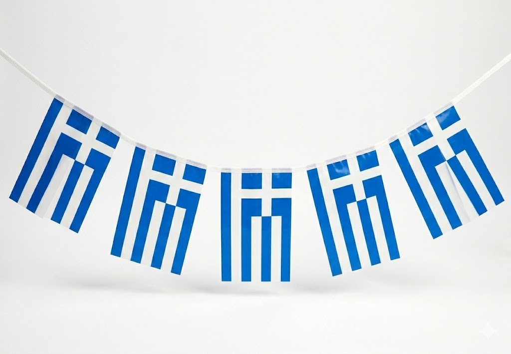 Garland with Greek flag 8m, plastic