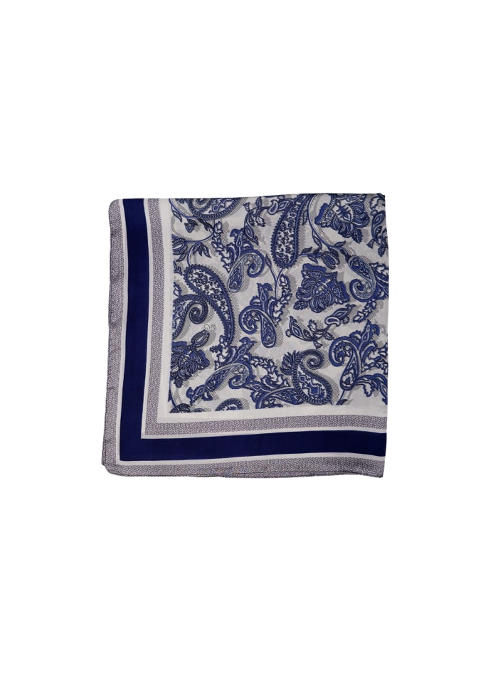 Black Colour  - Sheba Mini Scarf Paisley Navy - 3