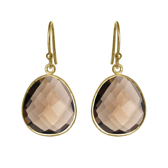 Örhängen rökkvarts 17x19 mm krok förgyllt silver 