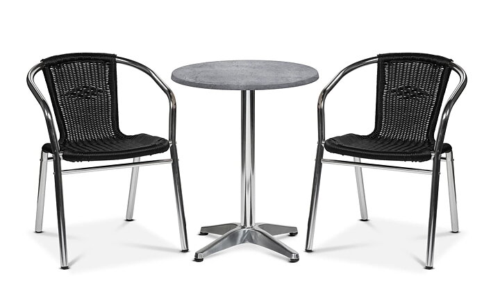 Karmstol Alu-Bistro, svart fiberrotting