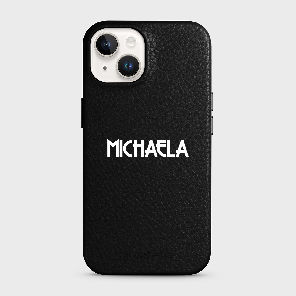 iPhone 14 Personalised Leather Case - Art Deco Name - 28