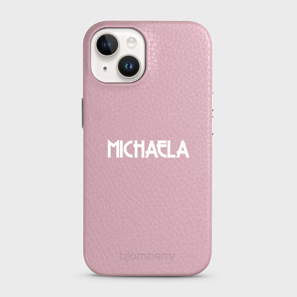 iPhone 14 Personalised Leather Case - Art Deco Name - 21