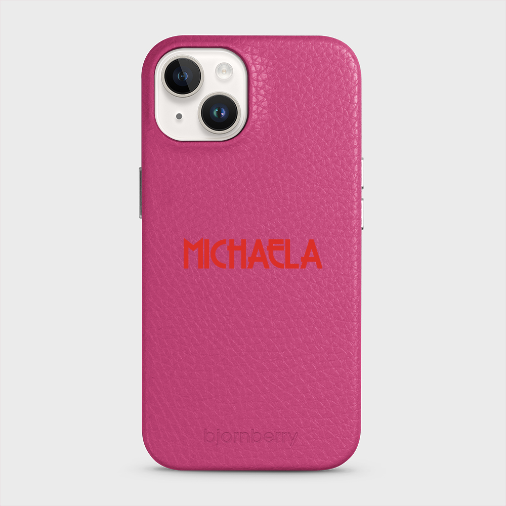 iPhone 14 Personalised Leather Case - Art Deco Name - 4
