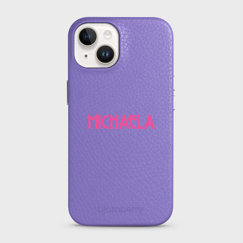 iPhone 14 Personalised Leather Case - Art Deco Name - 10