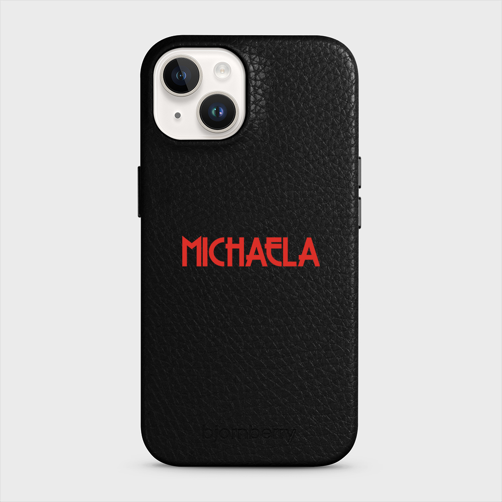 iPhone 14 Personalised Leather Case - Art Deco Name - 25